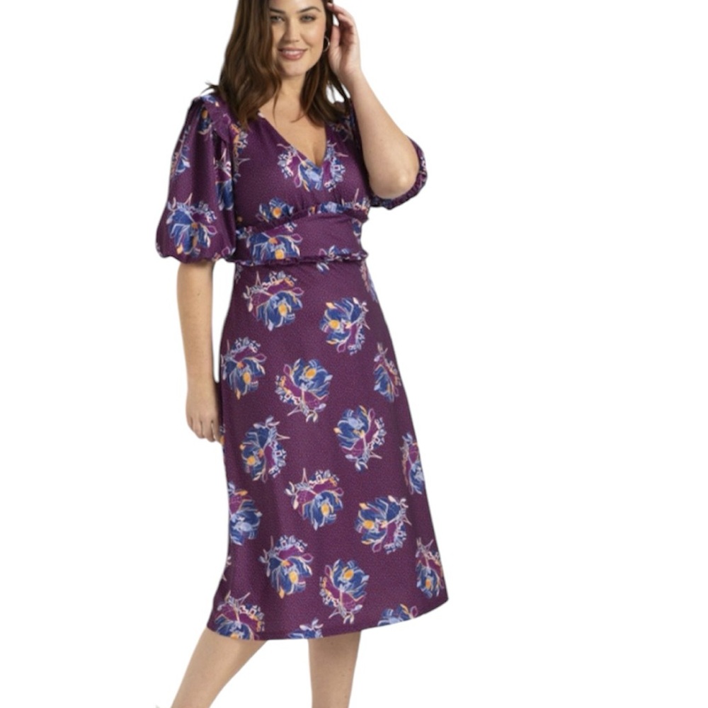 Eloquii Purple Floral Knee Length Dress NWT NEW Size 20